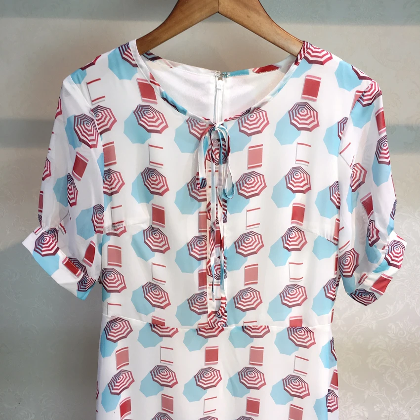 Размеры s-XXL, высокое качество, лето, принт, круглый вырез, галстук-бабочка, длинный рукав, до середины икры, элегантное платье для пляжного отдыха, для женщин