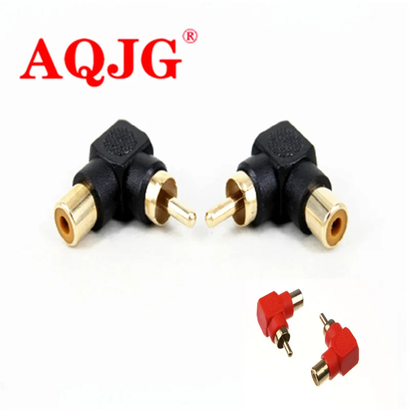 

2 Pcs RCA Connector Plug Adapters Male to Female 90 Degree Right Angle M/F Gold Plated Connector
