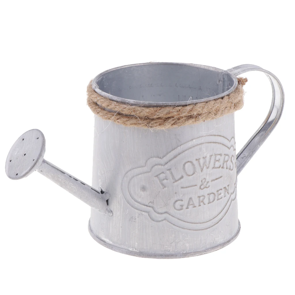 Watering Kettle Shaped Hanging Rattan Planter Bucket, Candy Color Flower Plants Pot, Home Wedding Balcony Decoration