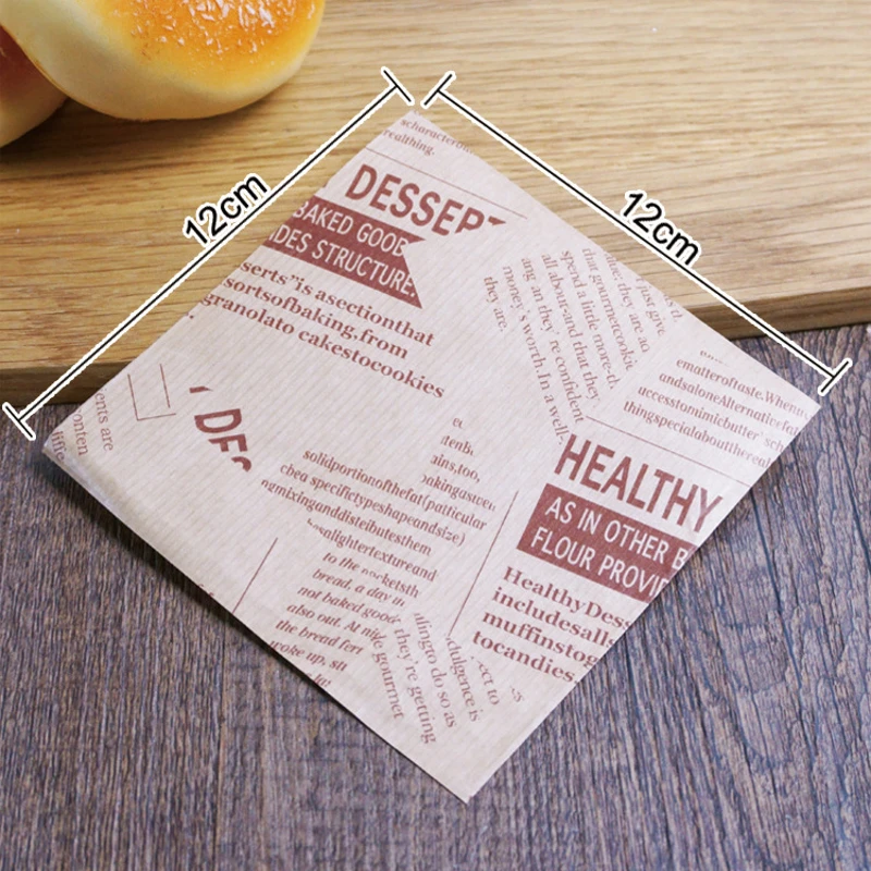100pcs 12x12cm Food Oilproof Paper Bag Sandwich Donut Bread Bag Kraft Food Package Bakery Pastry Utensil