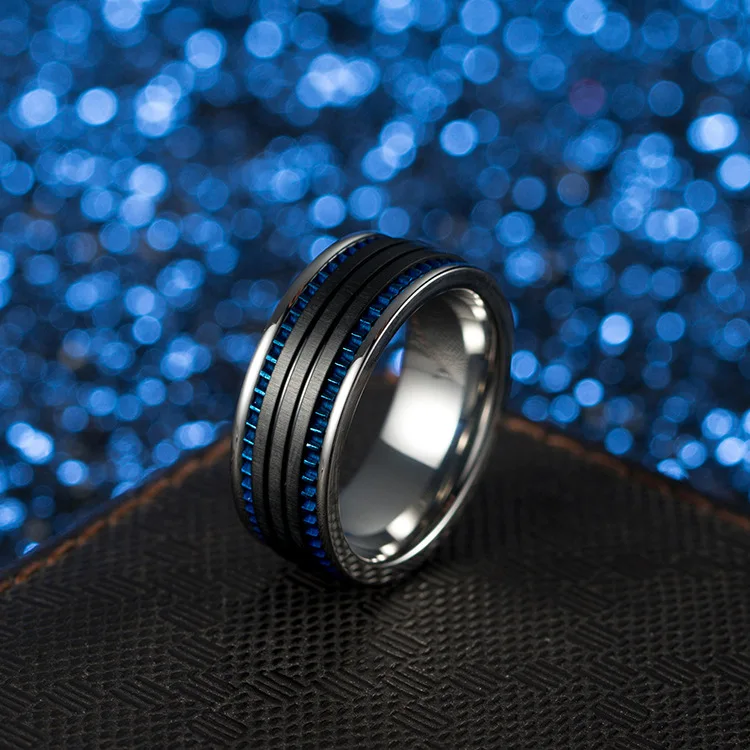 316L Проволока из нержавеющей стали рисунок цвет: черный, синий мужской мужское кольцо Обручение мужские, титан Сталь кольца-печатки для Для мужчин Bague Homme