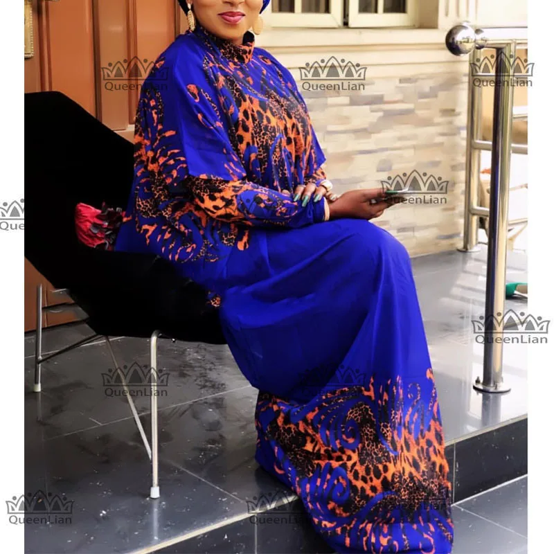 

2019 New African Loose Design Chiffon Long sleeve Dashiki Dress For Lady XFCX#