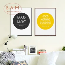 Por Home Goods Picture Frames Good Night Morning Quote Canvas Art Print Painting Poster Wall Pictures For Kids Room Decor Home Decorative No Frame