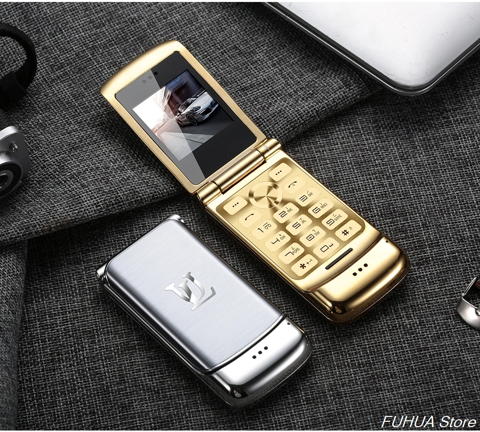Ulcool V9 1,54 ''металлический корпус флип телефон маленький экран Bluetooth Dialer FM радио анти-потеря супер мини мобильный телефон