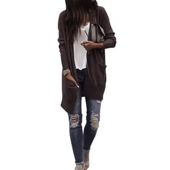 

New 2018 Women Spring Long Sleeve Knitwear Jumper Cardigan Loose Coat Jacket Casual Sweater