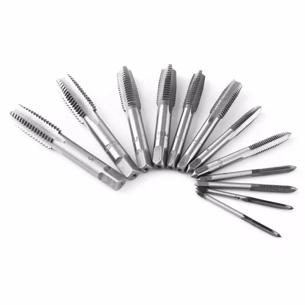 12pcs/set Thread Taps Drills Set Metric Straight Flutes Taps M3/M4/M6