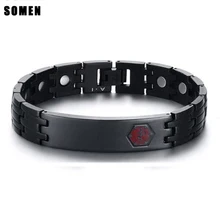 Модный 12 мм медицинский браслет для мужчин, браслет для здоровья, магнитная энергия, мужские ювелирные изделия из нержавеющей стали, браслет для мужчин