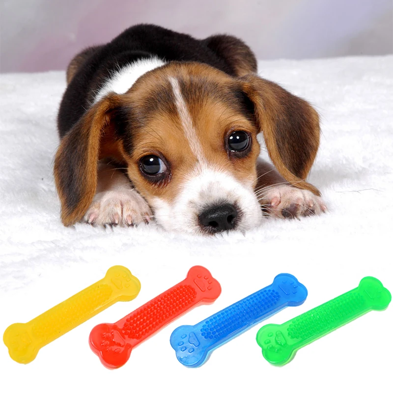 

Four Colors Green Yellow Blue Red New Pet Toy Dog Cat Bone Grinding Bite Chew Health Teeth Stick Silicone Color Random 8A0494