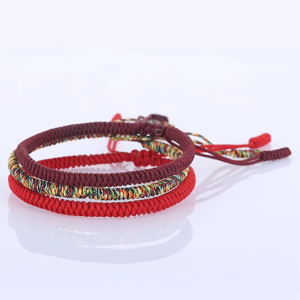 Ручная работа разноцветный браслет плетеные Тибетские буддийские браслеты узлов счастливая веревка Браслеты и регулирующийся размер, 1255