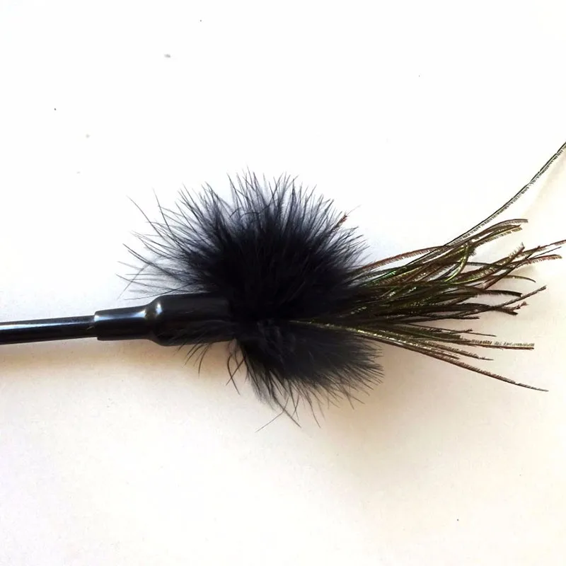Jouet baguette avec plumes noires pour chat et chaton Jouet baguette avec plumes noires pour chat et chaton