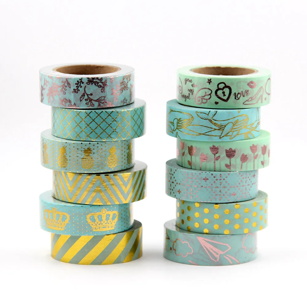 

1X blue Foil Paper Washi Tape Set Japanese Scrapbooking Decorative Tapes Honeycomb For Photo Album Home Decoration