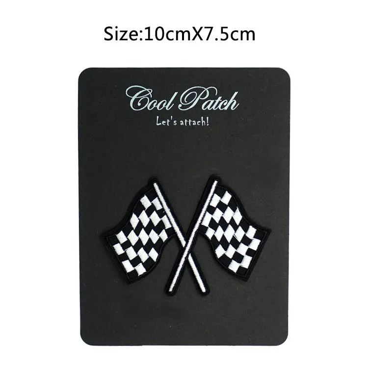 

3.8" Checkered flag chequered auto car racing rockabilly applique Iron On PATCH WHOLESALE DROPSHIP Halloween