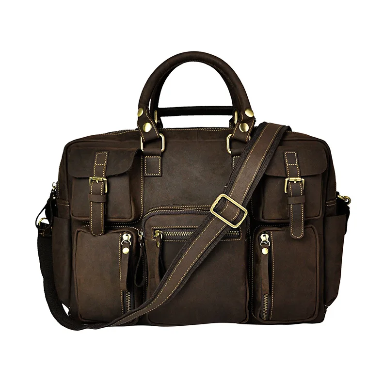Majestic demeanor Модный повседневный портфель ручной работы, сумка-портфель, дизайнерская сумка для ноутбука, чехол для документов, дорожная сумка 3061 - Цвет: Deep brown