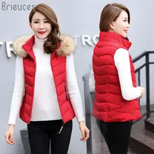 Br Women Winter Vest Waistcoat 2018 New Women's Long Vest Sleeveless Jacket Faux Fur Collar Hooded Down Cotton Warm Vest Female цена Br Women Winter Vest Waistcoat 2018 New Women's Long Vest Sleeveless Jacket Faux Fur Collar Hooded Down Cotton Warm Vest Female цены онлайн