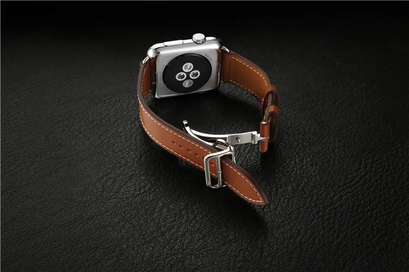 Браслет из натуральной кожи для Apple Watch 42 мм 38 мм браслет ремешок для iWatch металлическая пряжка и складная застежка ремешок для часов