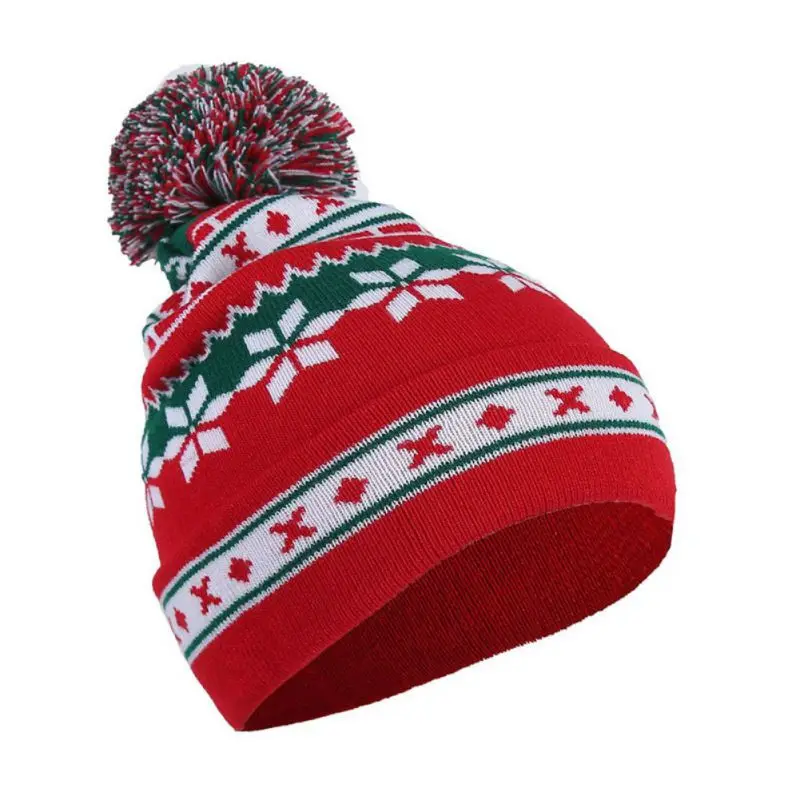 Для мужчин's женщин Рождество Снежинка полосатый принт шерсть мяч вязаная шапка бини осень зима новый шапки
