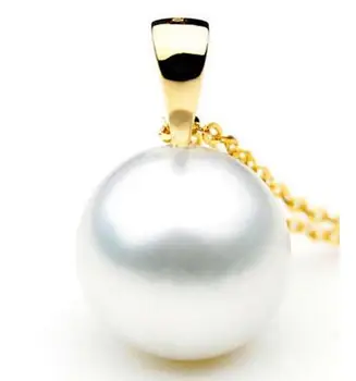 

free shipping 12-13mm natural Australian south seas white pearl pendant necklace 18inch