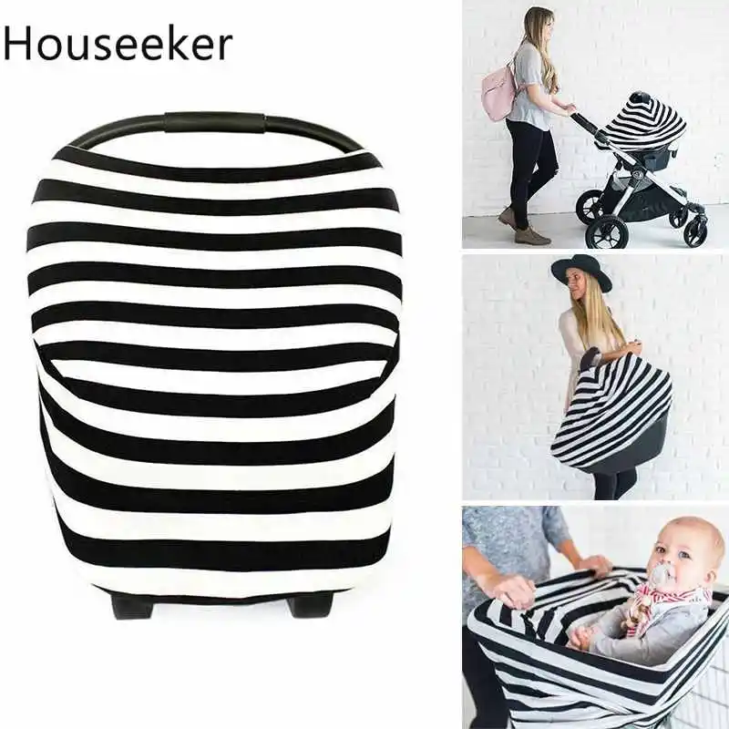 

Baby Stroller Accessories Multi-Use Stretchy Infinity Scarf Nursing Cover Carseat Cover Stripe Breastfeeding Shopping Cart Cover