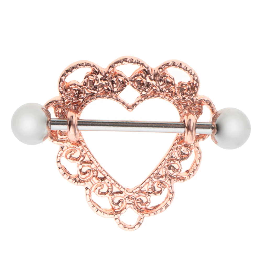 1 Pair Fashion Stainless Steel Love Hearts Nipple Bar Rings Nipple Ring Barbell Body Piercing Jewelry