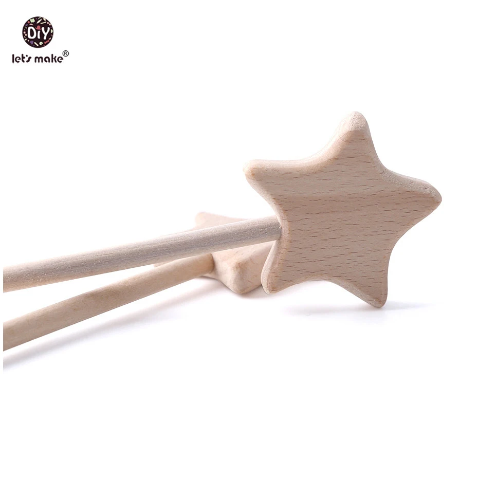 Let's Make Montessori Toys 2pc  Beech Wooden Star Fairy Bar Nursing Gifts Play Gym Rattle Calm Baby Emotions Product Gifts Toys 