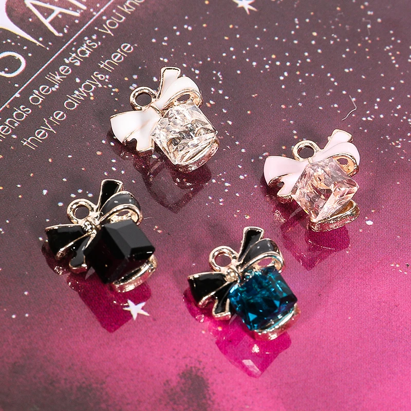 

Engood 2018New 20Pcs Crystal Square Bow Buttons for DIY Necklace or earrings Pendants decoration and DIY hair accessories RM207