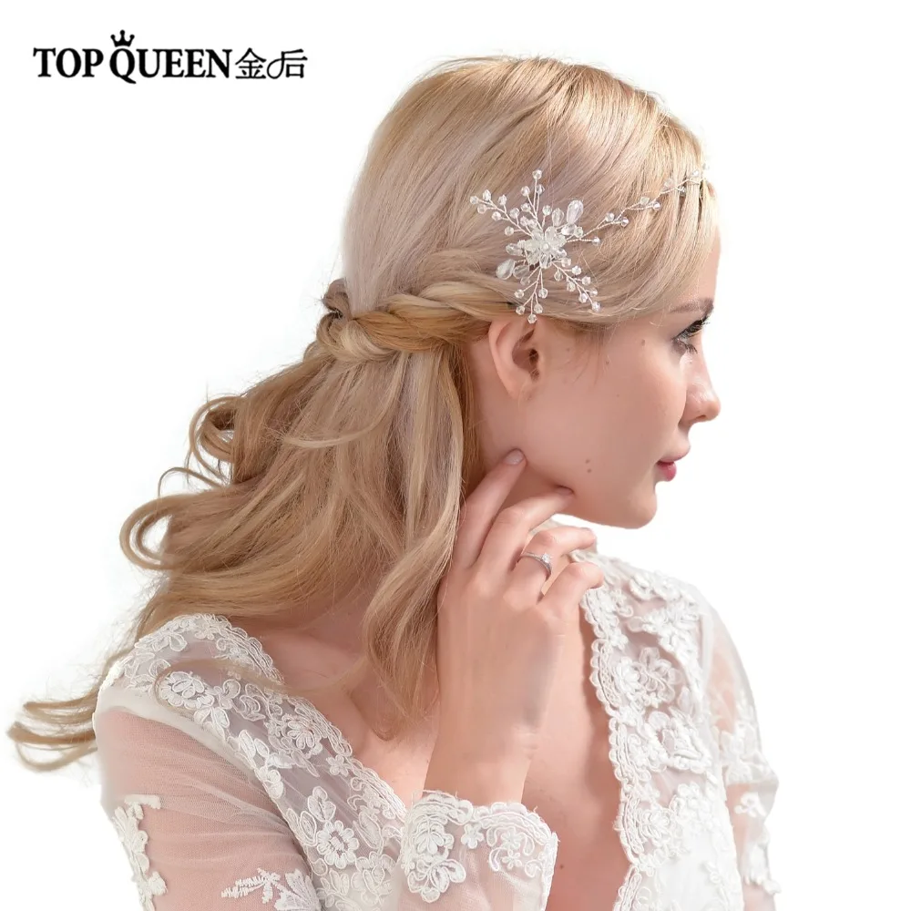 

TOPQUEEN HP25 Bridal Combs Wedding Elegant Accessories Bridal Double Hair Comb with Crystal Beaded Handmade Women Headwear