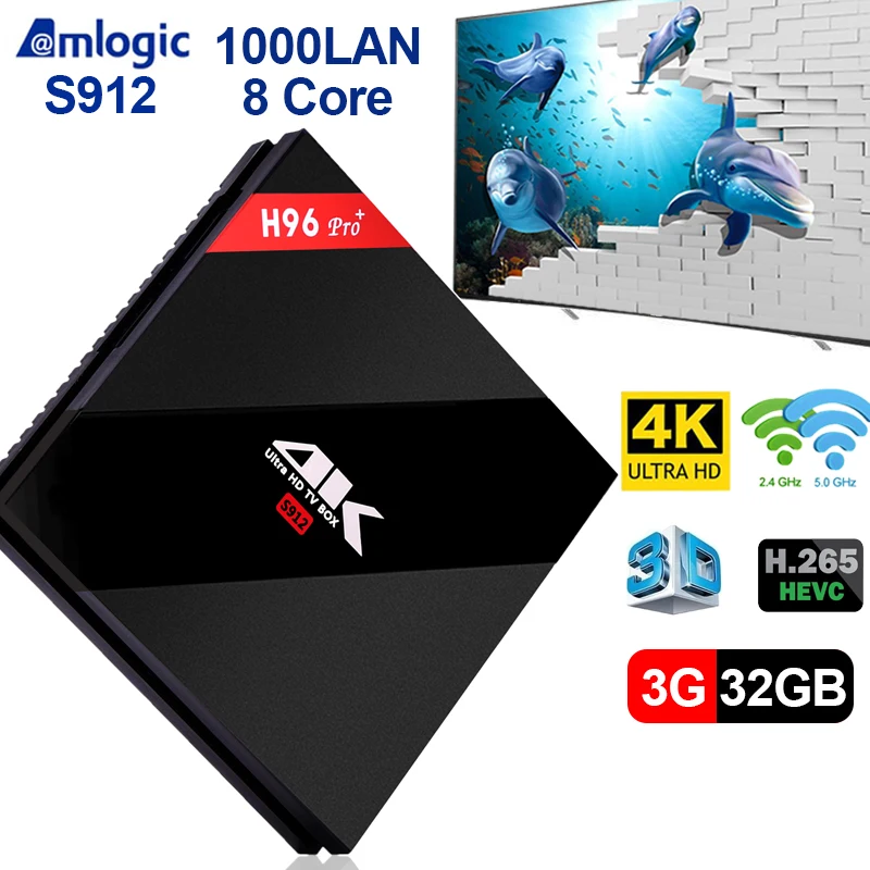 

H96 Pro Plus. android smart tv box 7.1 Amlogic S912 Octa Core 3 gb/32 gb dual wifi BT4.1 4 k H96pro + PK X96 mini MX10 TX3MINI