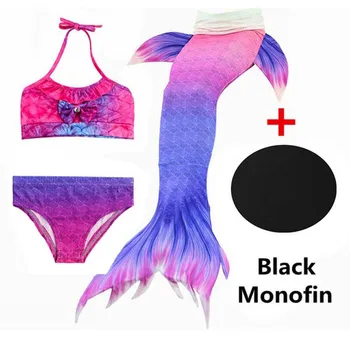 

The Little Mermaid Tail for Swimming Costume Cosplay Children Mermaid Tails Kids Girls Swimsuit Zeemeerminstaart Black Monofin