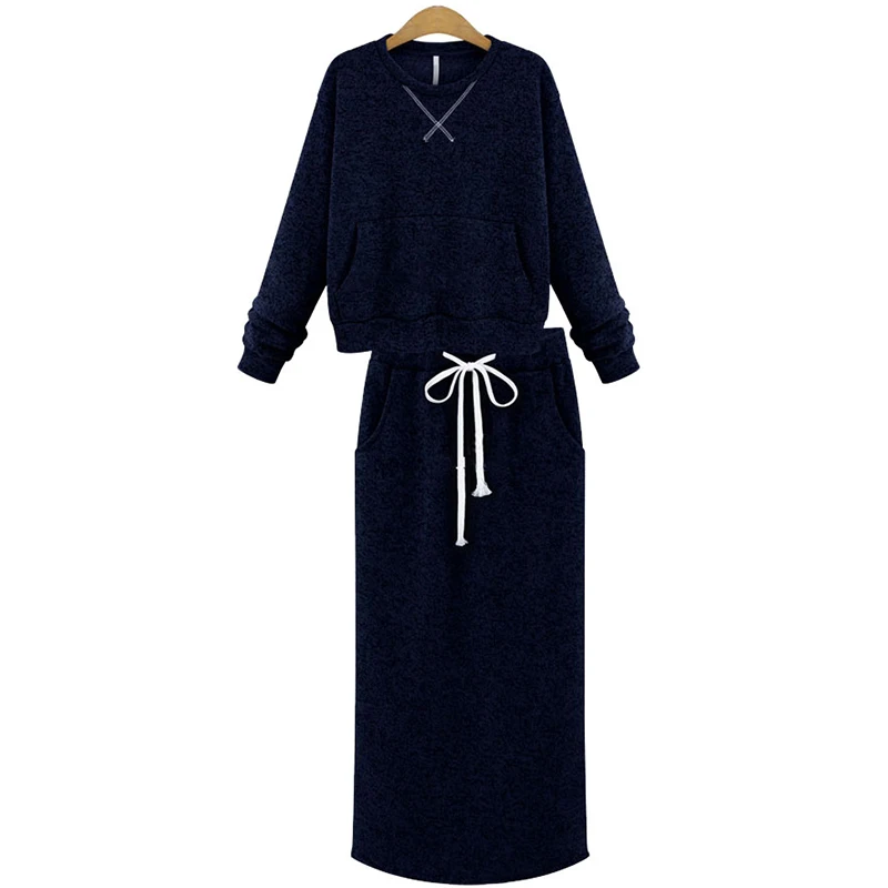 Fashion Autumn Winter Long Sleeve High Waist Knit Women Sweatshirts two 2 pc skirt sets o-neck cutton hoodies Tracksuit suit Fashion Autumn Winter Long Sleeve High Waist Knit Women Sweatshirts two 2 pc skirt sets o-neck cutton hoodies Tracksuit suit