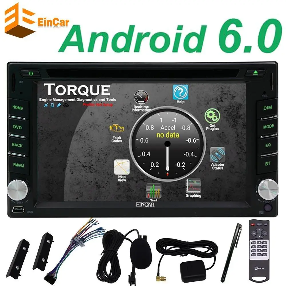 

EinCar Android 6.0 Marshmallow 6.2 Inch Head Unit Double Din Car Stereo Supports GPS Navigation Car DVD Player In Dash 2 Din Car