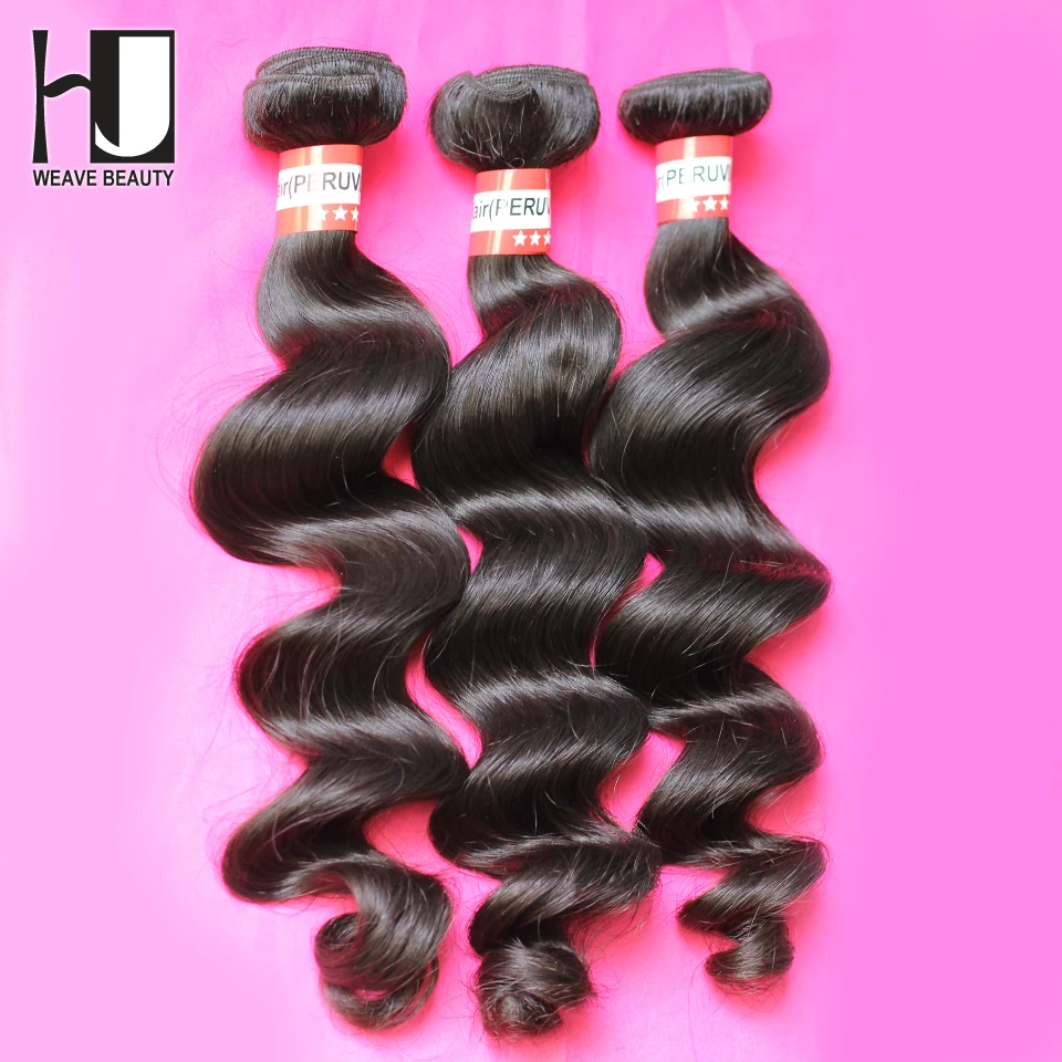 HJ 6A Peruvian Loose Wave 3 Bundles Virgin Hair Human Hair Weave Natural Color Fast Delivery Free Shipping By DHL