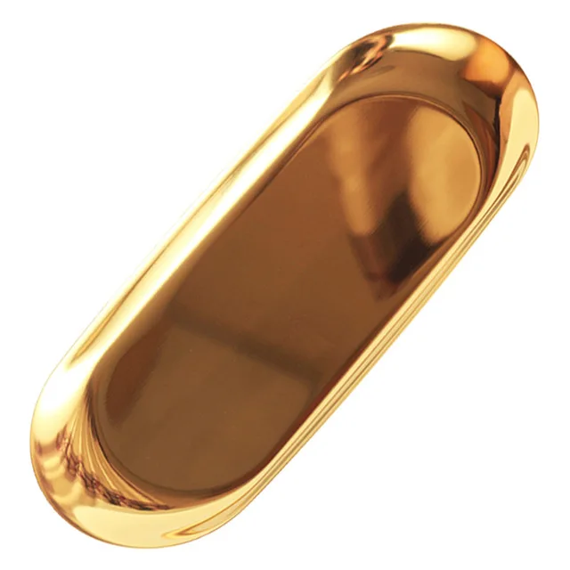Золотая овальная тарелка для хранения ювелирных изделий маленький лоток для закусок из нержавеющей стали лоток металлический лоток для хранения FC0137 - Цвет: GOLD - big