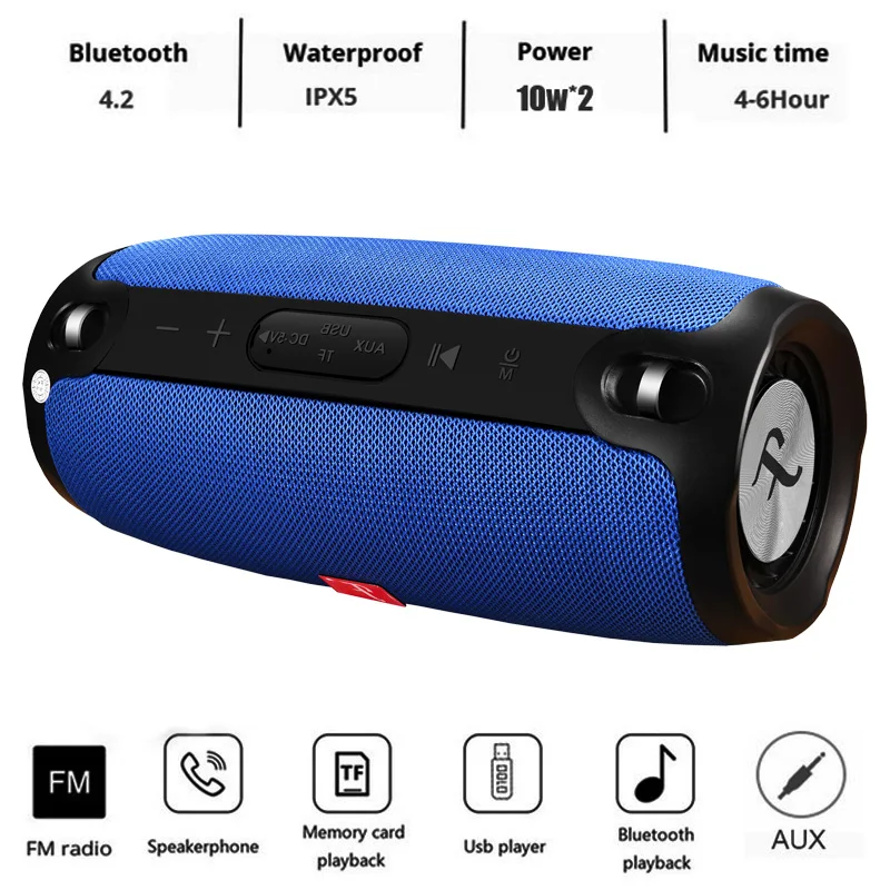 Bluetooth Колонка Беспроводная портативная звуковая коробка 20 Вт стерео Бас Сабвуфер