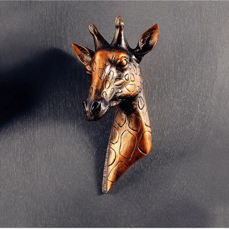  Art Sculpture Giraffe Head 3D Wall Animal Resin Simulation Bedroom Decor Bar Craft Model Interior D - 32968234893