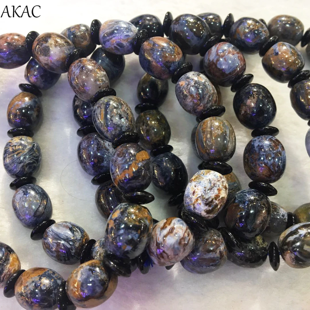 

Approx 10-12*12-14mm AKAC natural blue pietersite rice shape bracelet new item