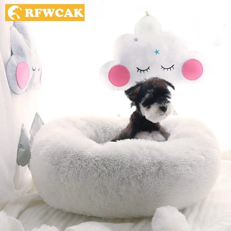 Beste RFWCAK Diepte Slaap Hond Bed Warm Cama Hond Huis Mat Sofa Donut Nest Manden Voor Hond WinterSmall Kennel Puppy kat Dierbenodigdheden