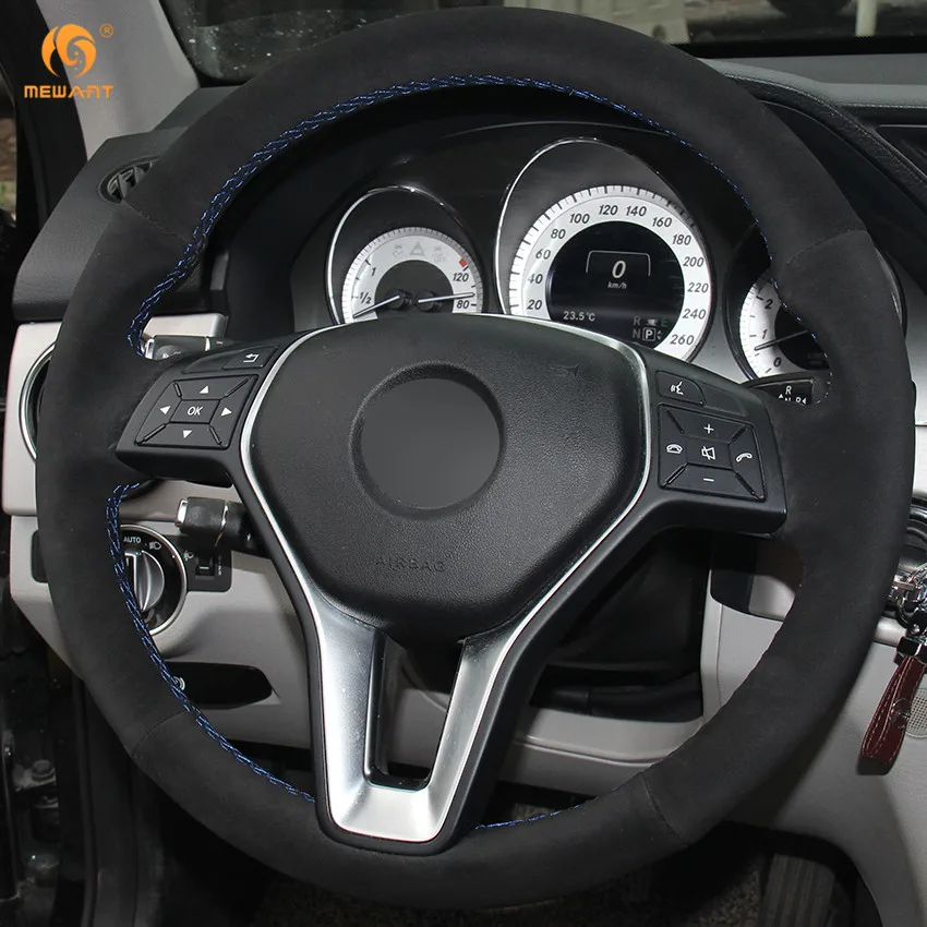 Чехол на руль MEWANT из черной замши для Mercedes Benz A Class 2013 2015 B 2011 2014 CLA C 2013|steering wheel cover|suede