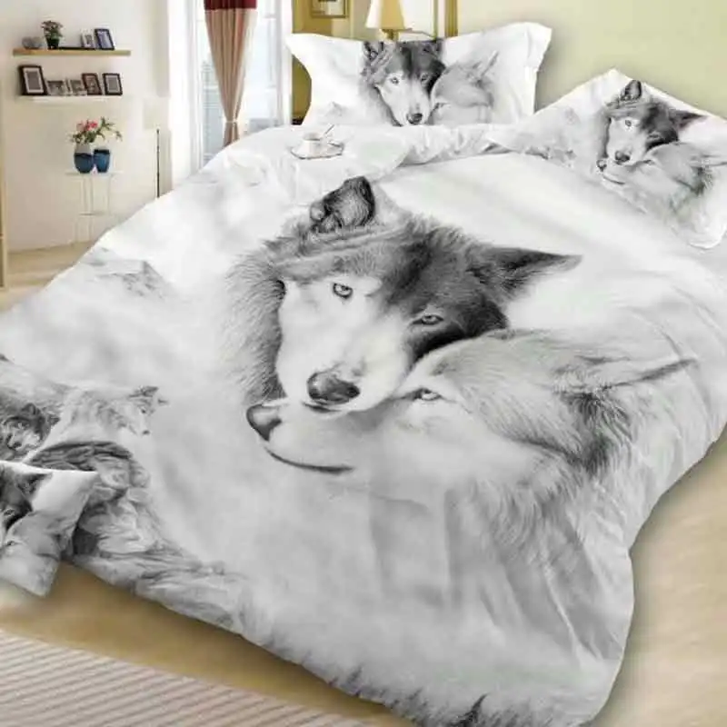 

Bedding Set Three Piece Suit Animal Wolf High Quality Quilt Cover Wolf Head Pillow Case 150*200cm 200*230cm 220*240cm 200*200cm