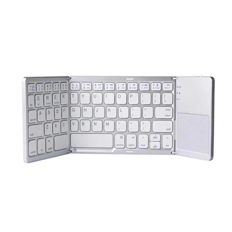 С сенсорной панелью для планшета, ноутбука, настольной универсальной клавиатуры Беспроводная Bluetooth складная клавиатура три сложения мини-клавиатура - Цвет: Silver