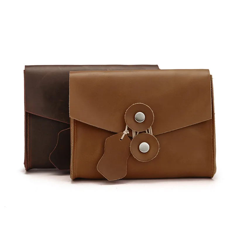 

Retro Cow Leather Pouch Digital Electronic Accessories Travel Storage Bag Large Capacity For Power Bank U Disk USB Data Cable