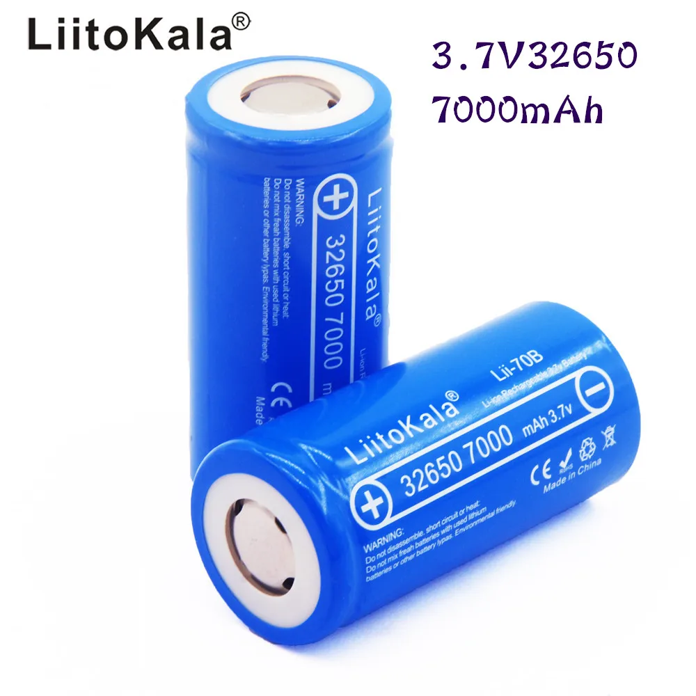 

LiitoKala Lii-70B 3.7 V 32650 7000 mAh Li-ion Recarregável Bateria 20A 32A bateria de Alta potência Máxima de Descarga Contínua