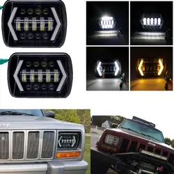 7X6 5X7 светодиодный фонарь со стрелкой Белый DRL Янтарный указатель поворота для Jeep Wrangler YJ Cherokee XJ Trucks H4 светодиодный квадратные фары 1 пара