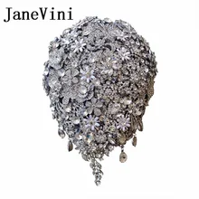 Janevini роскошный пользовательские серебряные ювелирные изделия водопад-образный Букеты свадебные цветами в руках Buque De Noiva