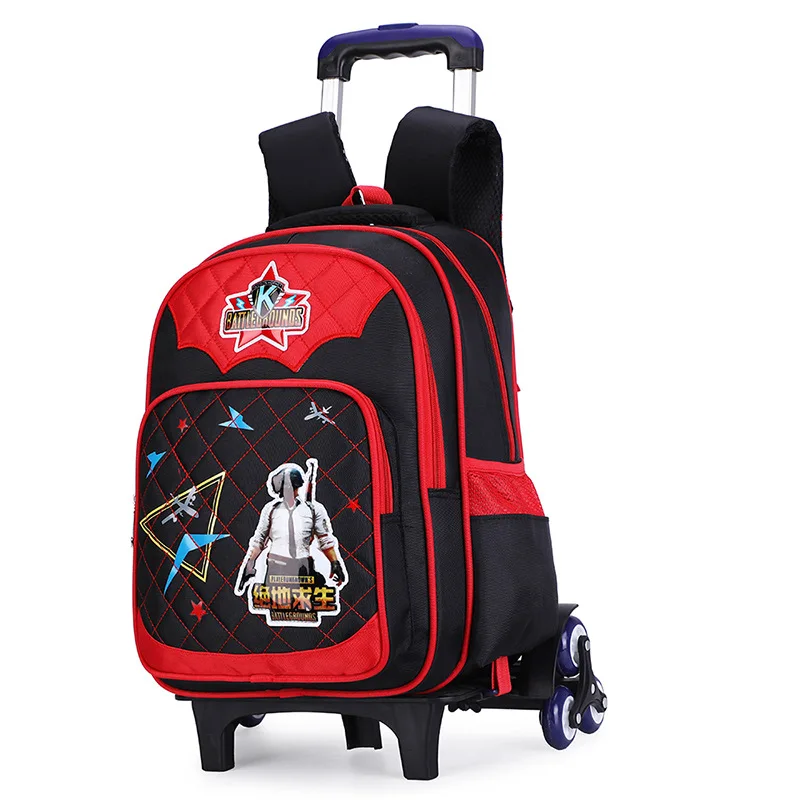 6 weehl black Модный детский рюкзак на колесиках, 2/6 колеса, школьная сумка-тележка для мальчиков и девочек, детская дорожная школьная сумка, рюкзаки - Цвет: 6 weehl black