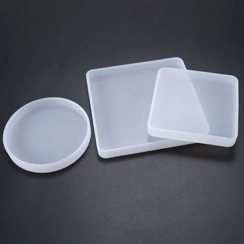 

3 Pcs Crystal Epoxy Mold DIY Handmade Mirror Square Round Highlight Silicone Mould DIY Storage Tray Jewelry Making Tools