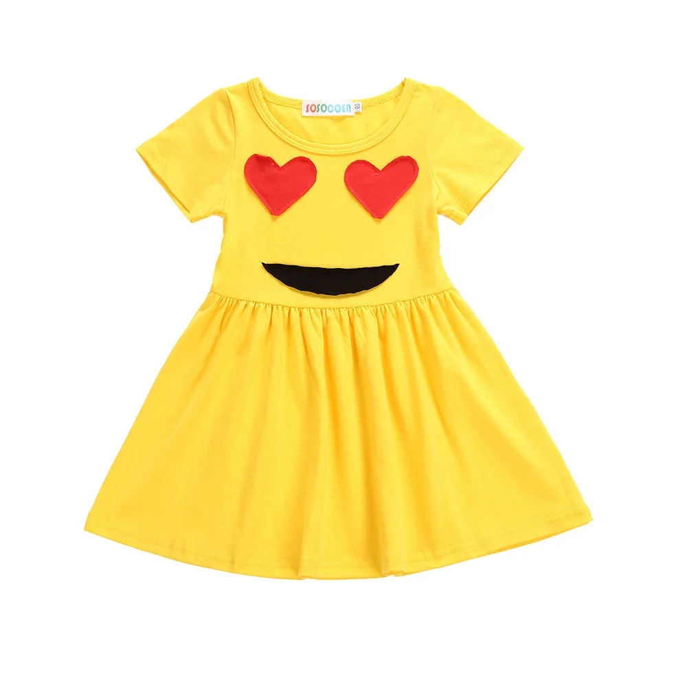 Toddler Infant Kids Baby Girls Dress Emoticon Smiley Sun Dresses girls