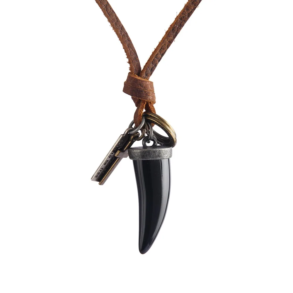 Seanuo ожерелье с подвеской из натуральной кожи слоновой кости в стиле панк хип-хоп для мужчин и женщин