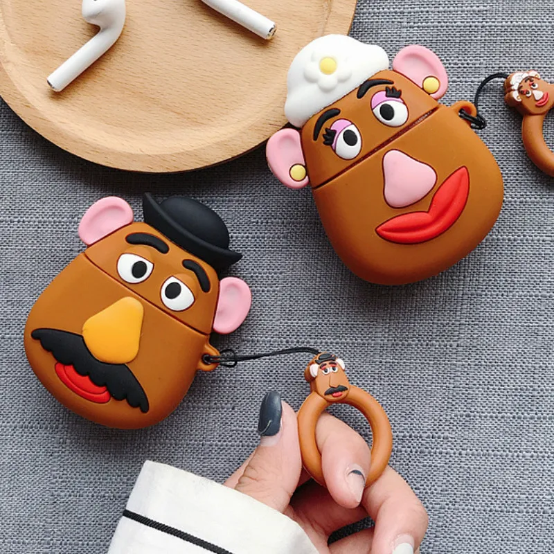 

Bluetooth Earphone Case for Airpods Cute Accessories Protective Cover with Ring Strap Cartoon Silicone 3D Mr. /Mrs.Potato Head