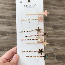 2 шт./компл. Заколки для волос для девочки Nordic Стиль минималистский уксусной кислоты в виде морской звезды клип Акриловые Сплав челка шпилька G0405