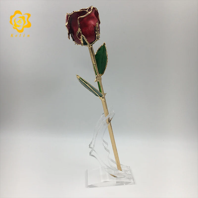 G029-1, 11 дюймов, сухая Роза, сделанная 24 К, позолоченная жемчужина, красная роза, с красивой подарочной коробкой, подарки на день Святого Валентина